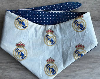 Real Madrid Pet Bandana: Reversible Dog/Cat Bandana, Soccer Fan Gift, Football Club Accessory
