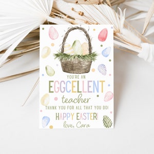 You Are Eggcellent Teacher Appreciation Tag, Easter Thank You Tag, Easter Basket GiftTag, Kids School Classroom Gift Tag, 2.5x3.5 card