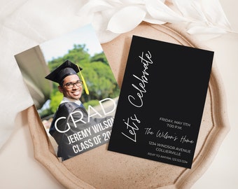 Graduation Announcement Card, Editable Graduation Card, Graduation Announcement Card Canva, Canva Template, Class of '23 Card, Graduate