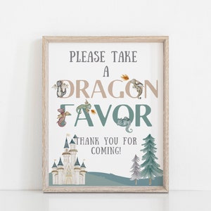 Dragon Favor Sign, Dragon Themed Shower, Dragon Baby Shower, Dragon Party, Dragon Decor, Dragon Theme, Dragon Favors, Dragon Party Favors