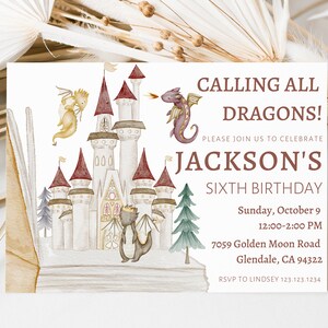 Drachen Einladung, Drachen Burg Einladung, Drachen Invite, Calling All Dragons, Drachen Geburtstag, Drachen Party, Drachen Thema, Fantasy