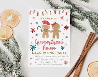 Gingerbread House Decorating Invitation, Gingerbread House Invitation, Gingerbread Decorating Party, Gingerbread House Decoration, Canva