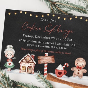 Cookie Exchange Party Invitation, Christmas Cookie Invitation, Holiday Party Invitation, Christmas Cookies Party Invitation, Cookie Exchange