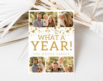 Carte du Nouvel An, Carte du Nouvel An de la famille, Carte du Nouvel An avec photos, Modèle de carte de l'année, Carte du Nouvel An modifiable, Modèle de l'année