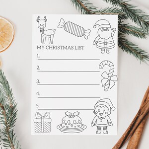Brief aan de Kerstman kleurplaat, kerstlijst kleurplaat, afdrukbaar, kinderkerstlijst, kerstverlanglijst, kerstactiviteit