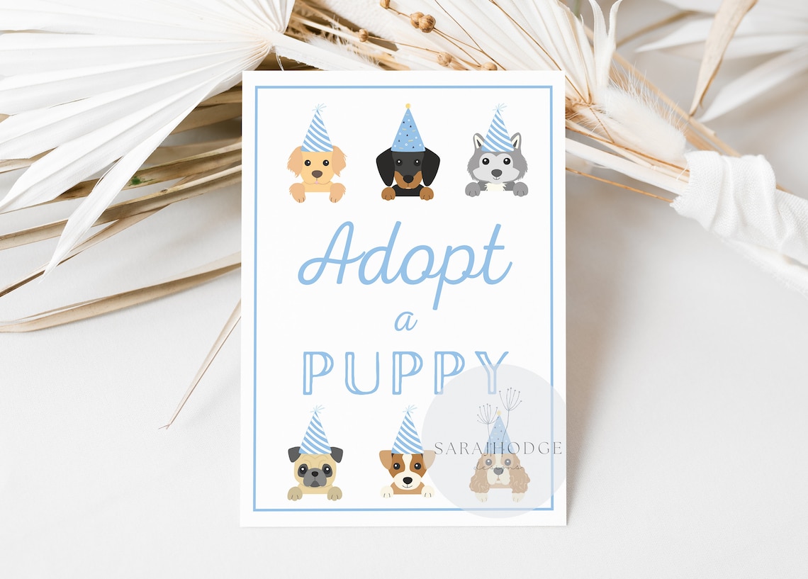 INSTANT DOWNLOAD Adopt A Puppy Sign Printable Dog Birthday - Etsy