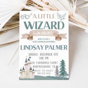 Wizard Baby Shower Invitation, Wizard Baby Shower Invite, School of Wizardry Invite, Magic School Baby Shower Invitation, A Little Wizard
