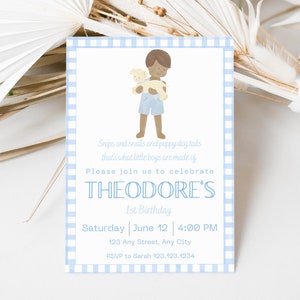 Classic Puppy Invitation | Let&#39;s Pawty Birthday | Snips Snails and Puppy Dog Tails | Boy Puppy Invitation | Dog Invitation | Dog Theme Party