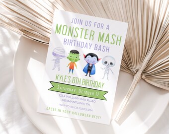 Halloween Invitation, Halloween Birthday Invitation, Halloween Party Invitation, Monster Mash Invitation, Monster Party, Costume Party