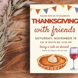 Thanksgiving Invitation, Friendsgiving Invitation, Thanksgiving Dinner Invitation, Thanksgiving Invite, Let&#39;s Gather, Friendsgiving Dinner