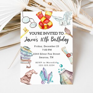 Wizard Birthday Invitation, Wizard Birthday Invite, School of Wizardry Invite, Magic School Invitation, Wizard Invitation, Magic School