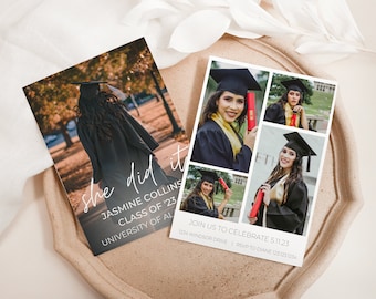 Graduation Announcement Card, Editable Graduation Card, Graduation Announcement Card Canva, Canva Template, Class of '23 Card, Graduate