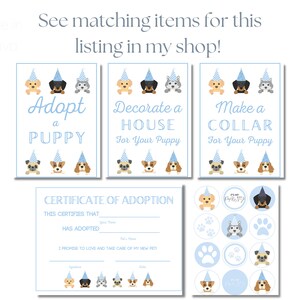 INSTANT DOWNLOAD Adopt A Puppy Sign, Printable, Dog Birthday Party ...
