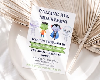 Halloween Invitation, Halloween Birthday Invitation, Halloween Party Invitation, Monster Mash Invitation, Monster Party, Costume Party