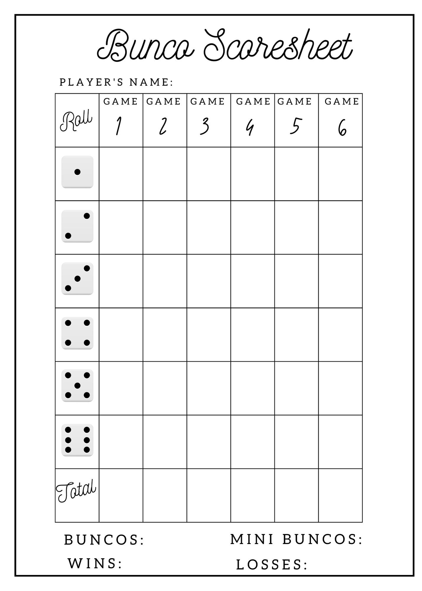 Free Printable Bunco Score Sheet Templates PDF Word 57 OFF