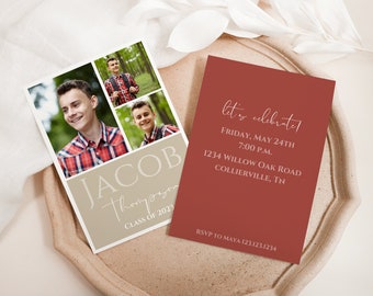 Graduation Announcement Card, Editable Graduation Card, Graduation Announcement Card Canva, Canva Template, Class of '23 Card, Graduate