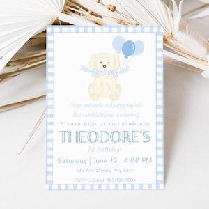 Dog Birthday Invitation, Puppy Pawty Invitation, Dog Theme Birthday Invite, Classic Puppy Invitation, Snips and Snails and Puppy Dog Tails