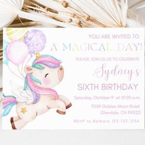 Unicorn Invitation, Unicorn Invite, Unicorn Theme Party, Unicorn Party, Unicorn Birthday Invitation, Fantasy Birthday Invite, Unicorns