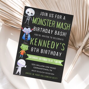Halloween Invitation, Halloween Birthday Invitation, Halloween Party Invitation, Monster Mash Invitation, Monster Party, Costume Party