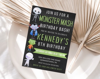 Halloween Invitation, Halloween Birthday Invitation, Halloween Party Invitation, Monster Mash Invitation, Monster Party, Costume Party