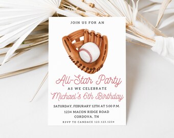 Baseball Invitation, Baseball Invite, Batter Up, All-Star Invitation, Baseball Theme Invite, Baseball Theme Invite, Baseball Party, Rookie