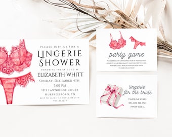 Lingerie Shower Invitation, Lingerie Shower, Lingerie Party Invitation, Lingerie Themed Shower, Bridal Valentine's Shower, Bachelorette