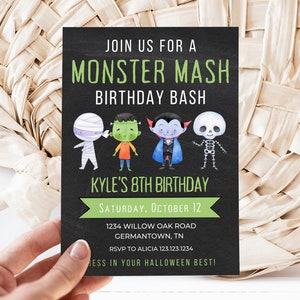 Halloween Invitation, Halloween Birthday Invitation, Halloween Party Invitation, Monster Mash Invitation, Monster Party, Costume Party