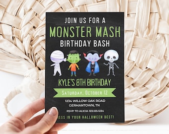 Halloween Invitation, Halloween Birthday Invitation, Halloween Party Invitation, Monster Mash Invitation, Monster Party, Costume Party