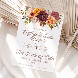 Mother&#39;s Day Invitation, Mother&#39;s Day Brunch Invitation, Mother&#39;s Day Brunch Invite, Mother&#39;s Day Invite, Brunch Invitation, Canva Template