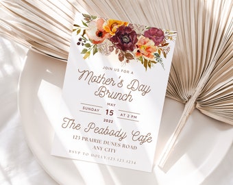 Mother's Day Invitation, Mother's Day Brunch Invitation, Mother's Day Brunch Invite, Mother's Day Invite, Brunch Invitation, Canva Template