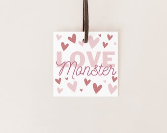 Liebe Monster Tag, Liebe Monster Geschenkanhänger, Liebe Monster druckbare, Valentine Tag, Valentine Geschenkanhänger, Valentine Candy Label, 2" quadratischen Tag