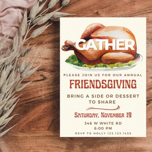 Thanksgiving Invitation, Friendsgiving Invitation, Thanksgiving Dinner Invitation, Thanksgiving Invite, Let&#39;s Gather, Friendsgiving Dinner