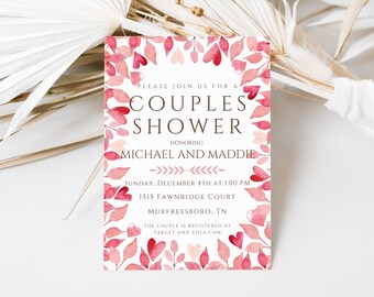 Valentines Couples Shower Invitation, Valentine Couples Invitation, Winter Shower Invite,  Wedding Shower, Valentines Couples Shower Invite