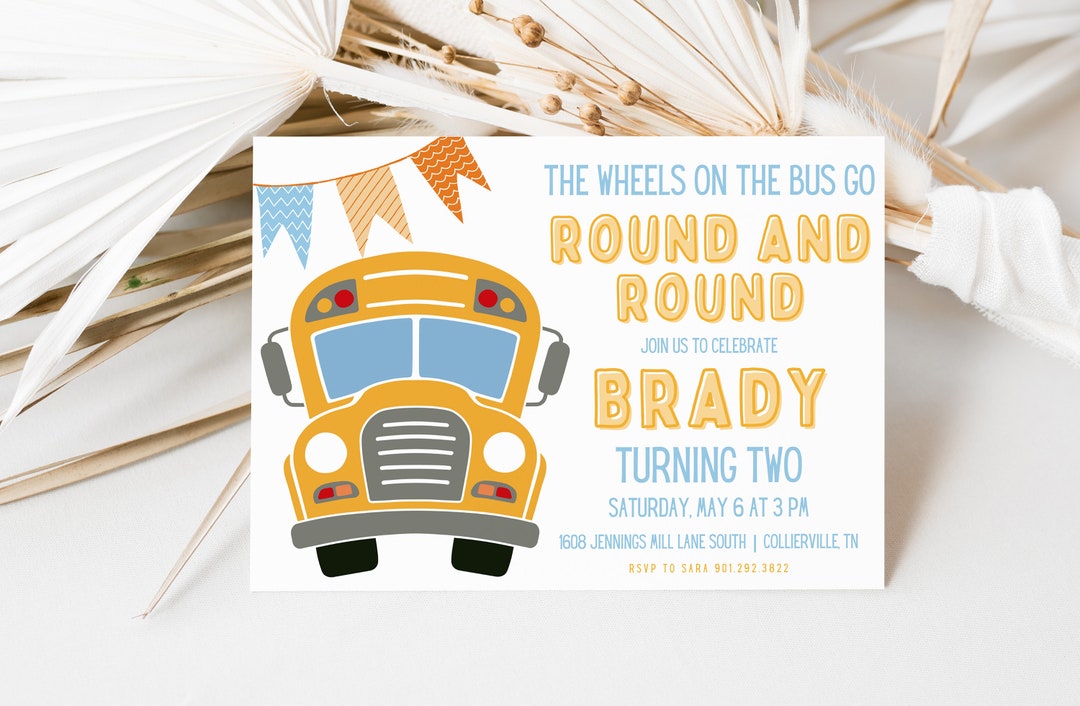 EDITABLE Wheels on the Bus Invitation, Wheels on the Bus Invite, Wheels on the Bus Theme, School