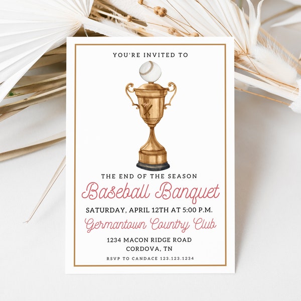 Baseball Banquet Invitation, Sports Banquet Invite, End of the Season Banquet, Baseball Banquet, Baseball Invite, Sports Banquet Invitation