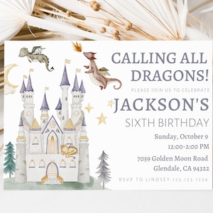 Drachen Einladung, Drachen Burg Einladung, Drachen Invite, Calling All Dragons, Drachen Geburtstag, Drachen Party, Drachen Thema, Fantasy
