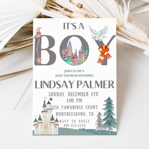 Wizard Baby Shower Invitation, Wizard Baby Shower Invite, School of Wizardry Invite, Magic School Baby Shower Invitation, A Little Wizard