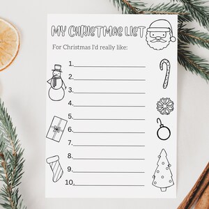 Weihnachtsliste druckbare, Weihnachtsliste Malvorlagen, Brief an den Weihnachtsmann, Kinder Weihnachtsliste, Weihnachtswunschliste, Weihnachtsmann Sofort Download
