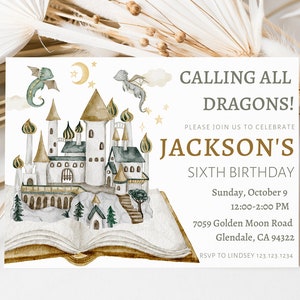 Drachen Einladung, Drachen Burg Einladung, Drachen Invite, Calling All Dragons, Drachen Geburtstag, Drachen Party, Drachen Thema, Fantasy