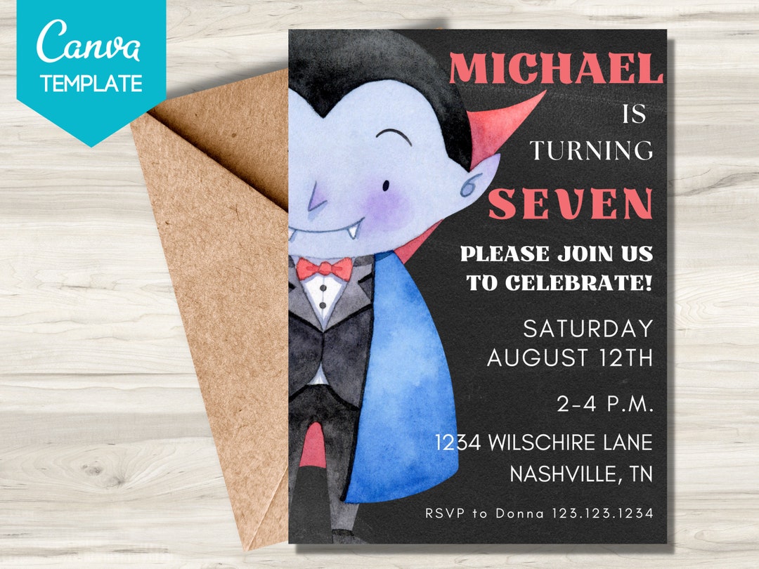 Vampire Invitation, Vampire Birthday Invitation, Vampire Party