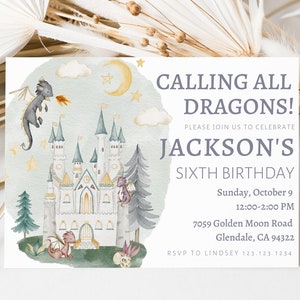 Drachen Einladung, Drachen Burg Einladung, Drachen Invite, Calling All Dragons, Drachen Geburtstag, Drachen Party, Drachen Thema, Fantasy