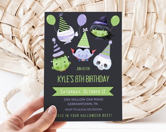 Halloween Invitation, Halloween Birthday Invitation, Halloween Party Invitation, Monster Mash Invitation, Monster Party, Costume Party