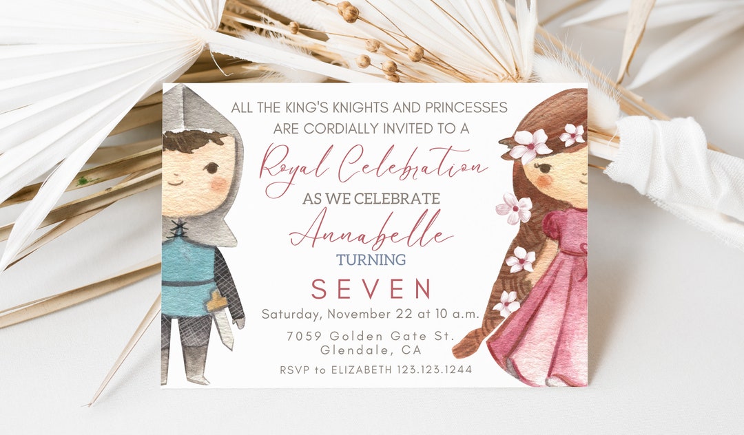 Princess and Knights Invitation / Princess / Dress / Printable ...