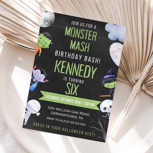 Halloween Invitation, Halloween Birthday Invitation, Halloween Party Invitation, Monster Mash Invitation, Monster Party, Costume Party