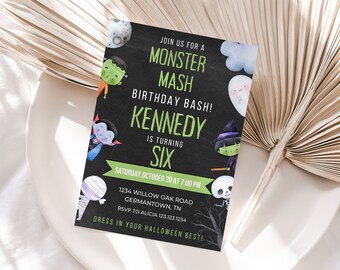 Halloween Invitation, Halloween Birthday Invitation, Halloween Party Invitation, Monster Mash Invitation, Monster Party, Costume Party