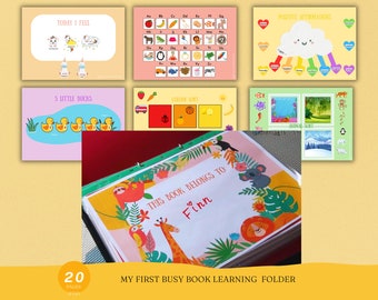 Personalised Toddler Busy Book Printable Preschool Learning Activities Homeschool Montessori Materials Kids Learning Binder Activity Book