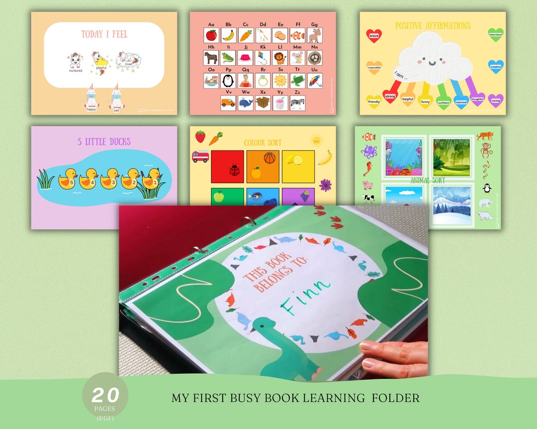 Personalised Toddler Busy Book Printable Preschool Learning Activities ...