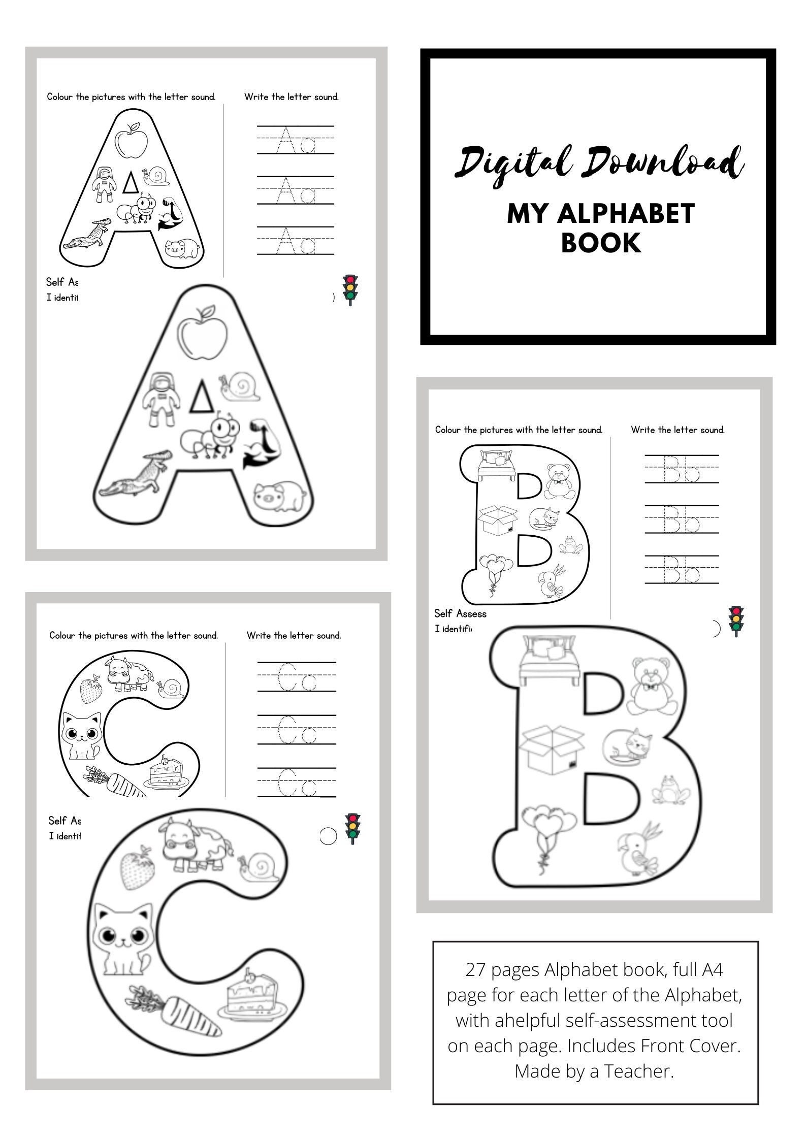 26 Printable Alphabet Letter Sounds Worksheets Preschool Etsy UK
