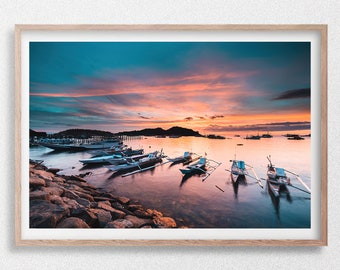 Atardecer en el puerto de Komodo, Indonesia, Viajes, Impresionante fotografía del atardecer, Barcos