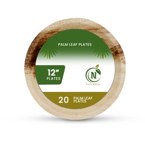 Areca Palm Leaf Plates | 12 inch Round Disposable Plate | Natural Serving Platter | Wedding Party Supplies | 20 Pack